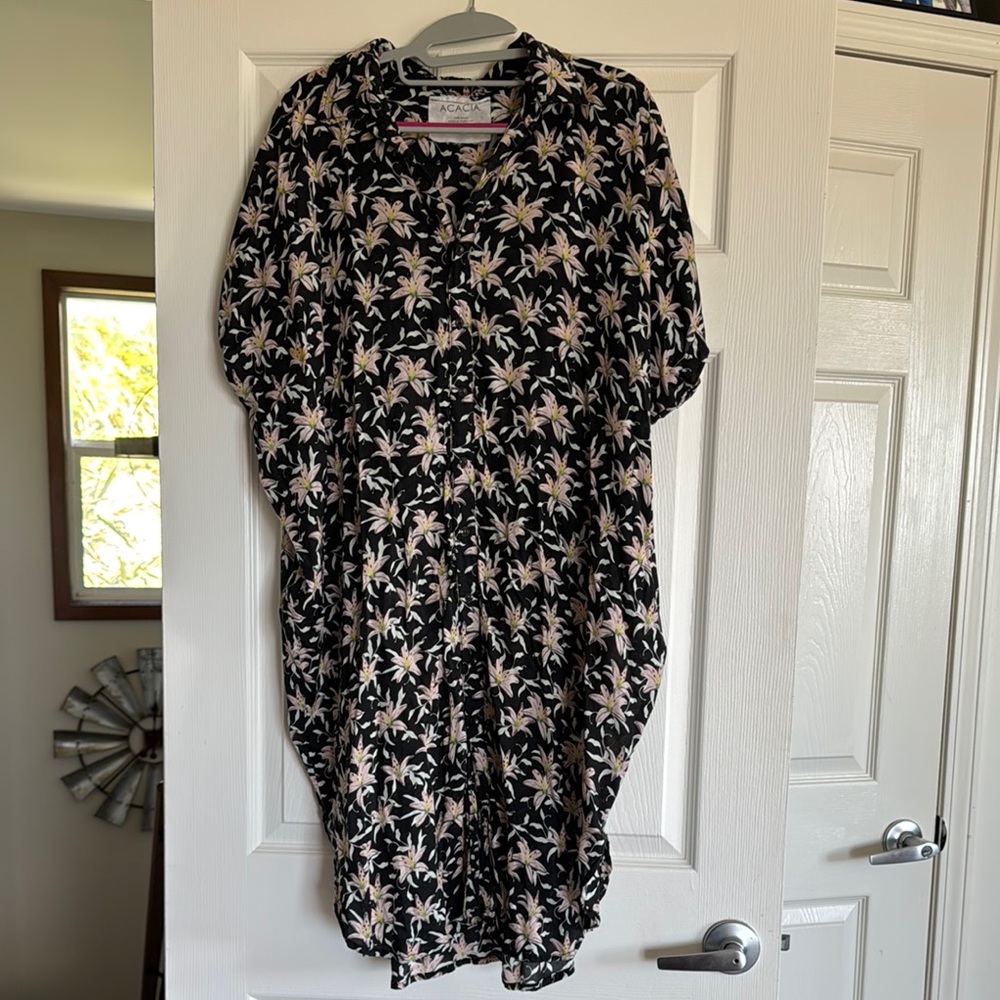 Acacia Swimwear Black Floral Shirt
